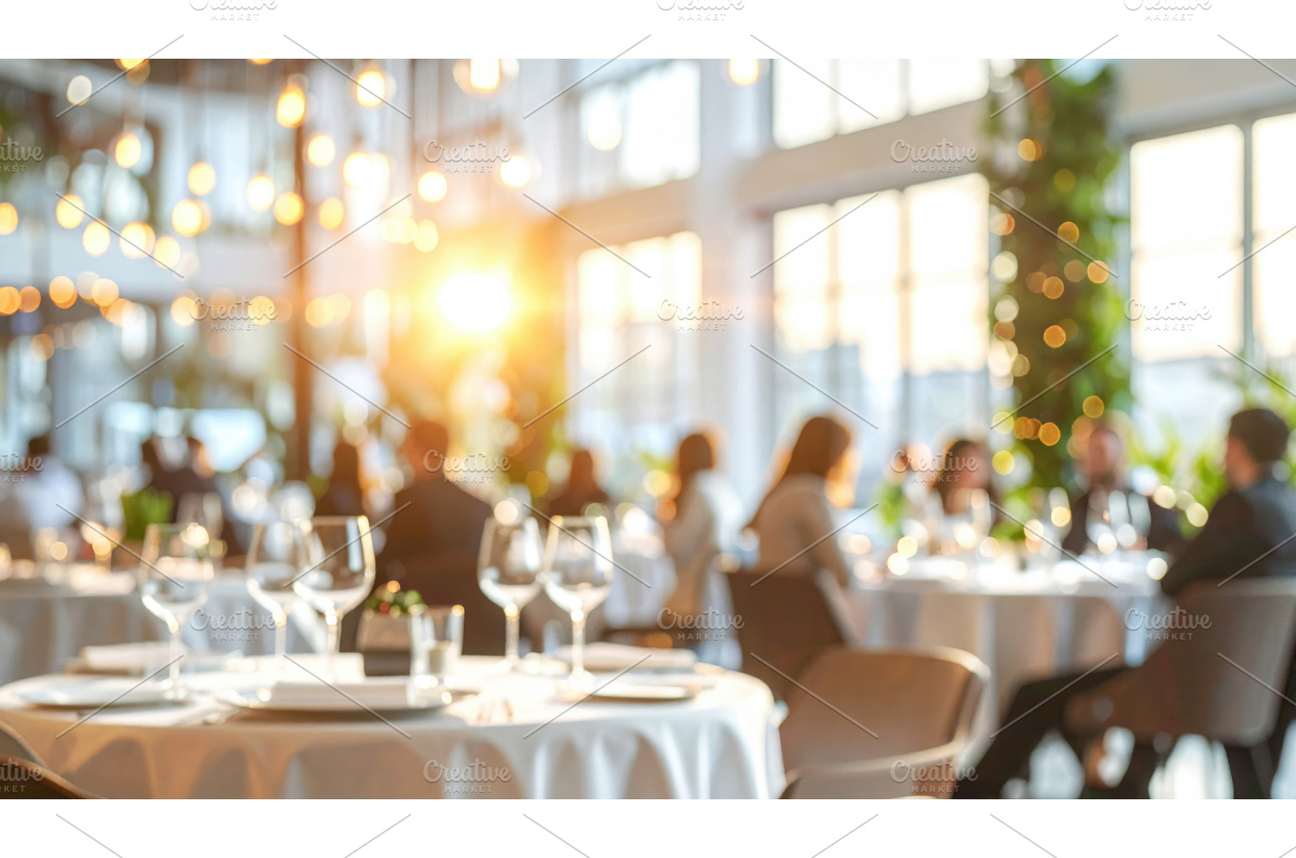 Elegant restaurant dining room with, a Food & Drink Photo by Igor Tichonow