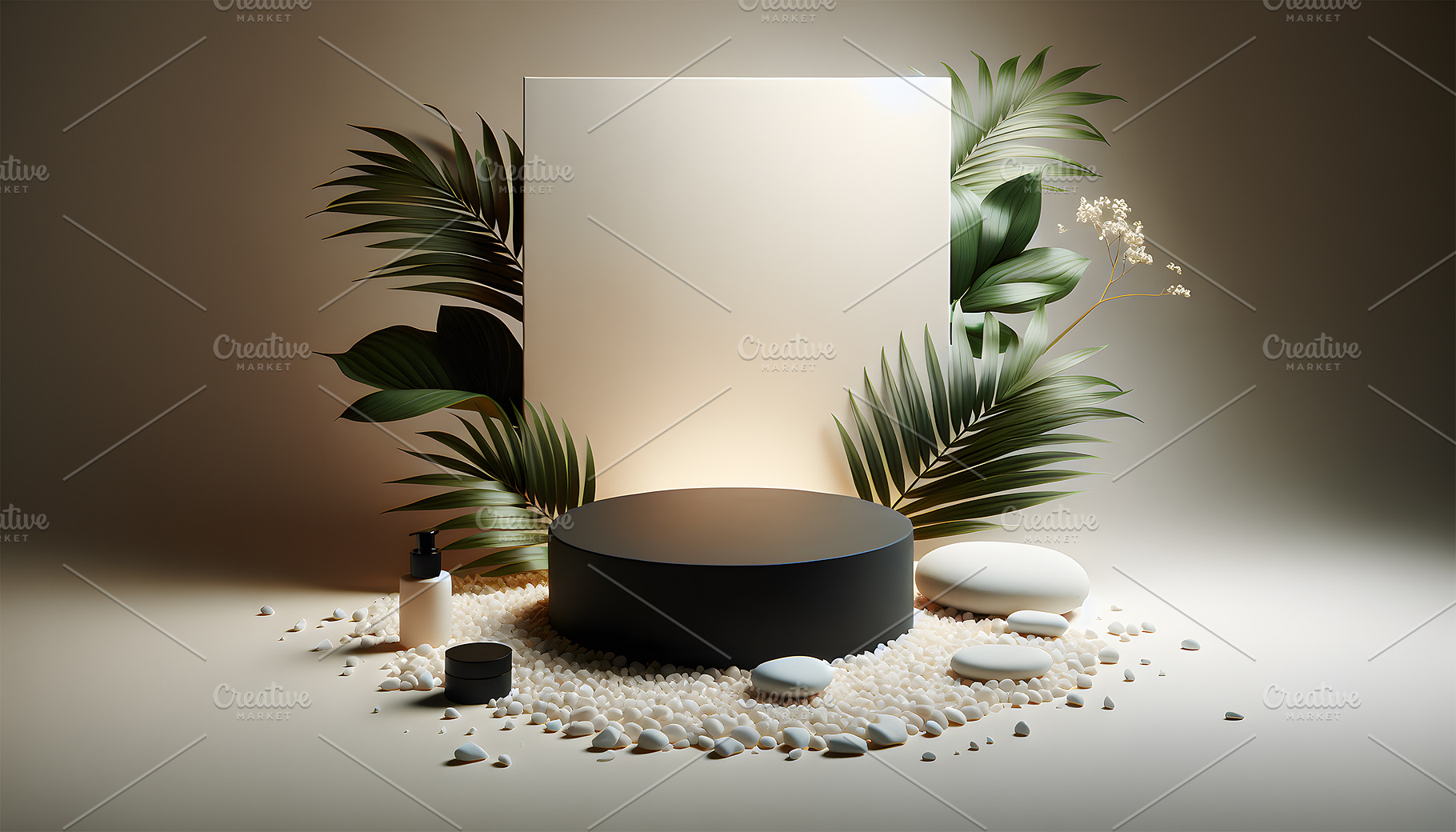 3D marble stone podium in a spa, a Background Photo by zahidhossainalif