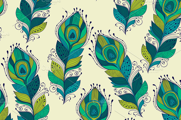 Vector Seamless Pattern With Peacock