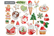 Watercolor christmas sweets clipart, a Decorative Illustration by ArtfulStudio (Thumbnail 2 of 10)