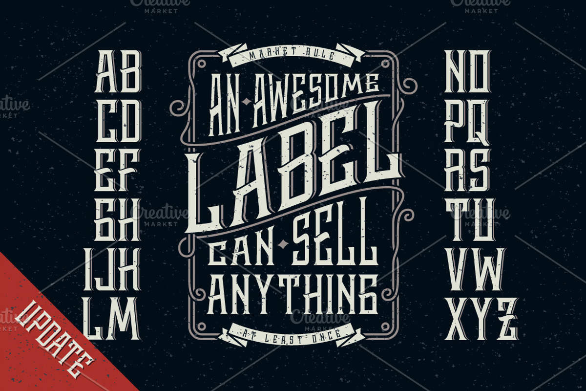 Whiskey label font + design elements