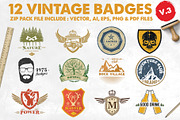 12 Vintage Badge Logos Version 3, a Branding & Logo Template by Graphicgo (Thumbnail 1 of 4)