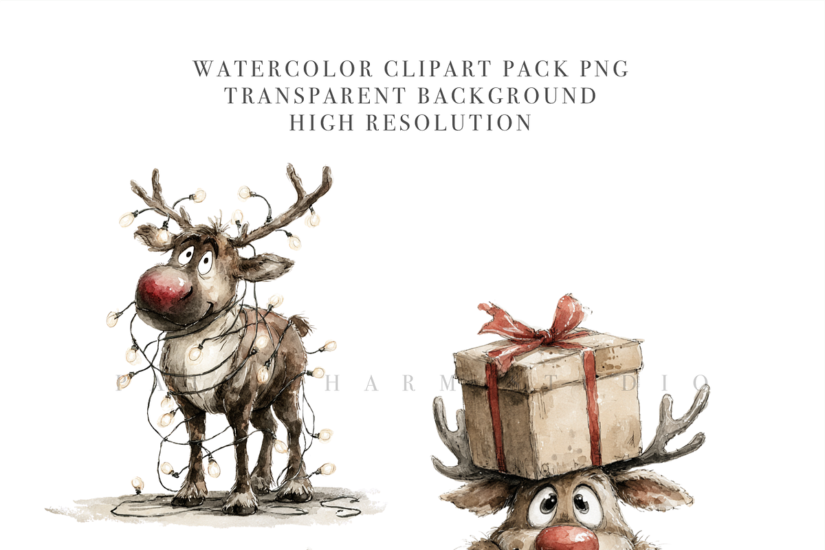 25 Reindeer Clipart Set, an Animal Illustration by Pati Charm Studio (Photo 4 of 8)