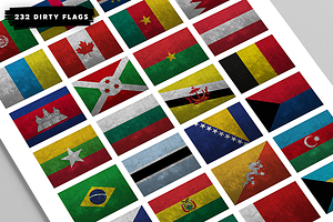 Dirty Flags (232 Flags), an Education Illustration by alpercakici