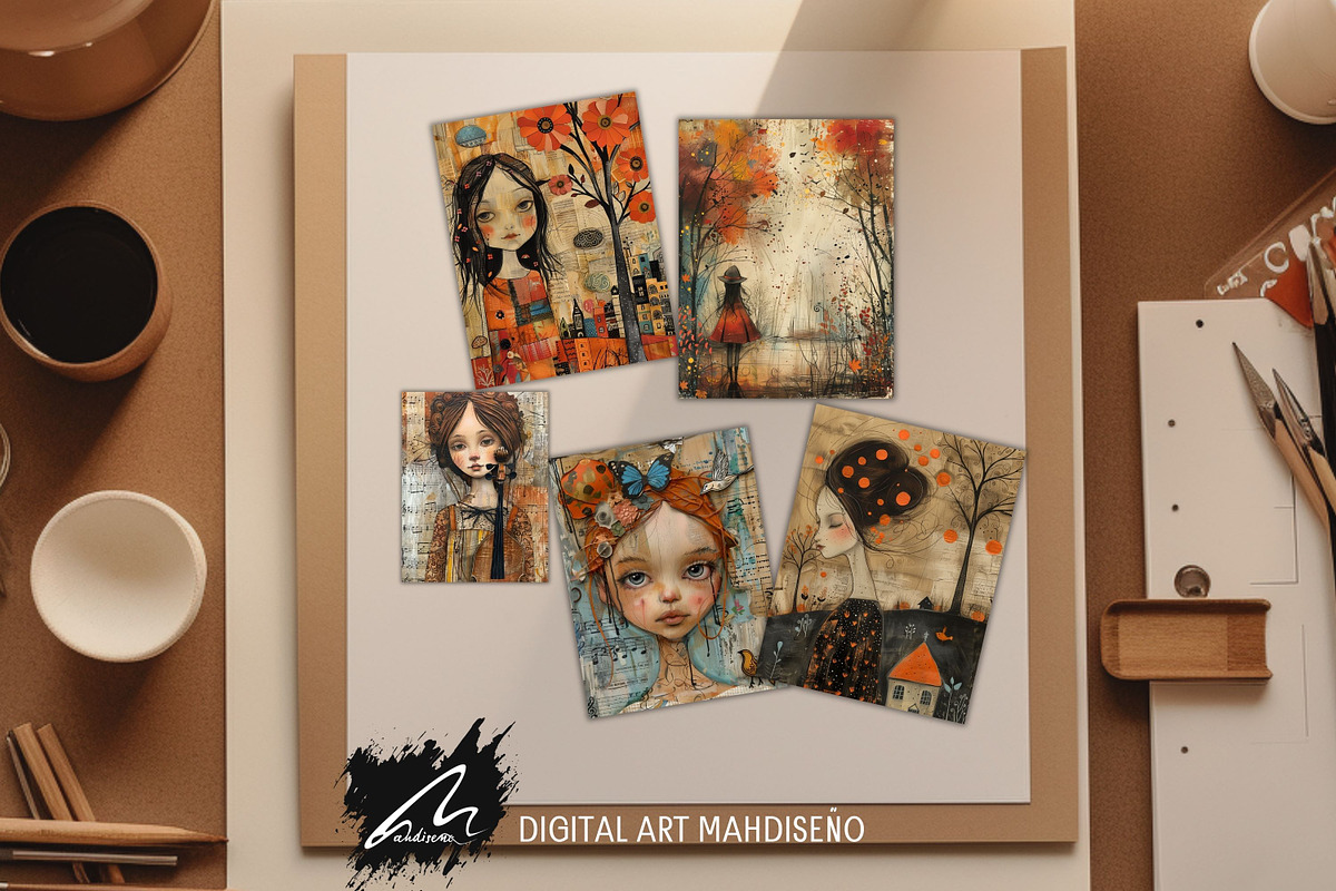 Fall is Here, Whimsical Girl Pages, a Seasonal Illustration by Digital Art Mahdiseño (Photo 10 of 10)