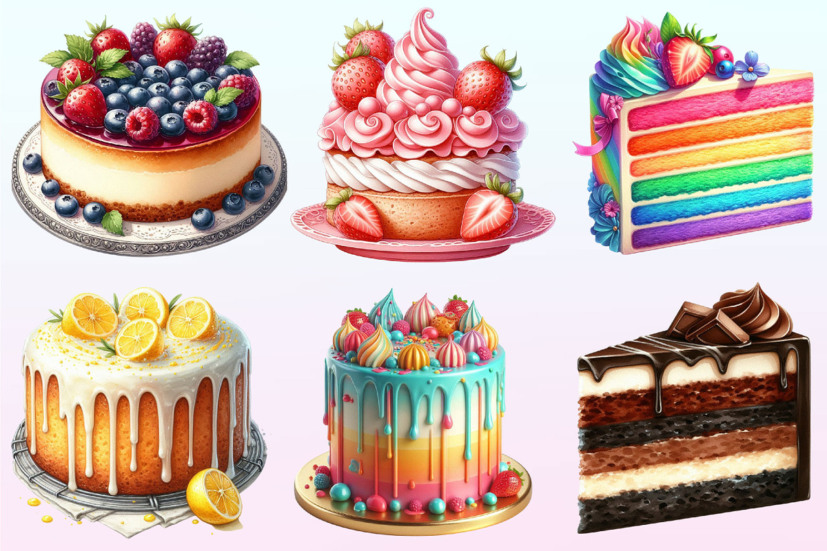 Watercolor Cake Clipart PNG, a Graphic by CitraGraphics (Photo 3 of 4)