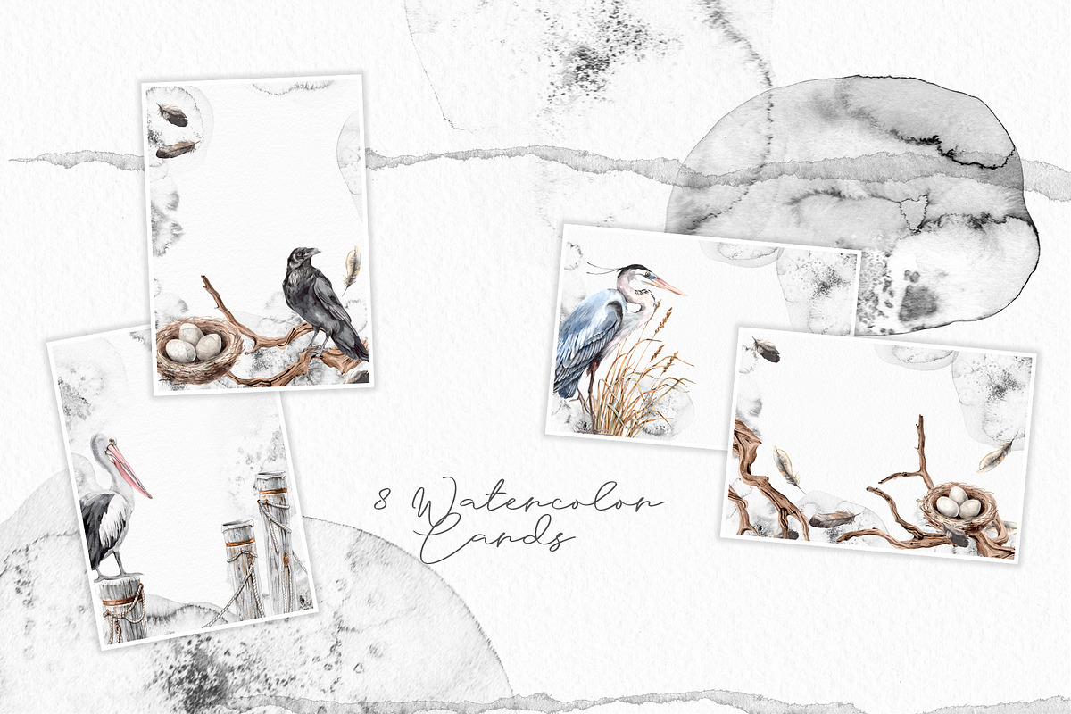 Watercolor Nature and Birds set, an Illustration by Alamella (Photo 13 of 13)