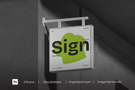 Hanging Square Sign Mockup
