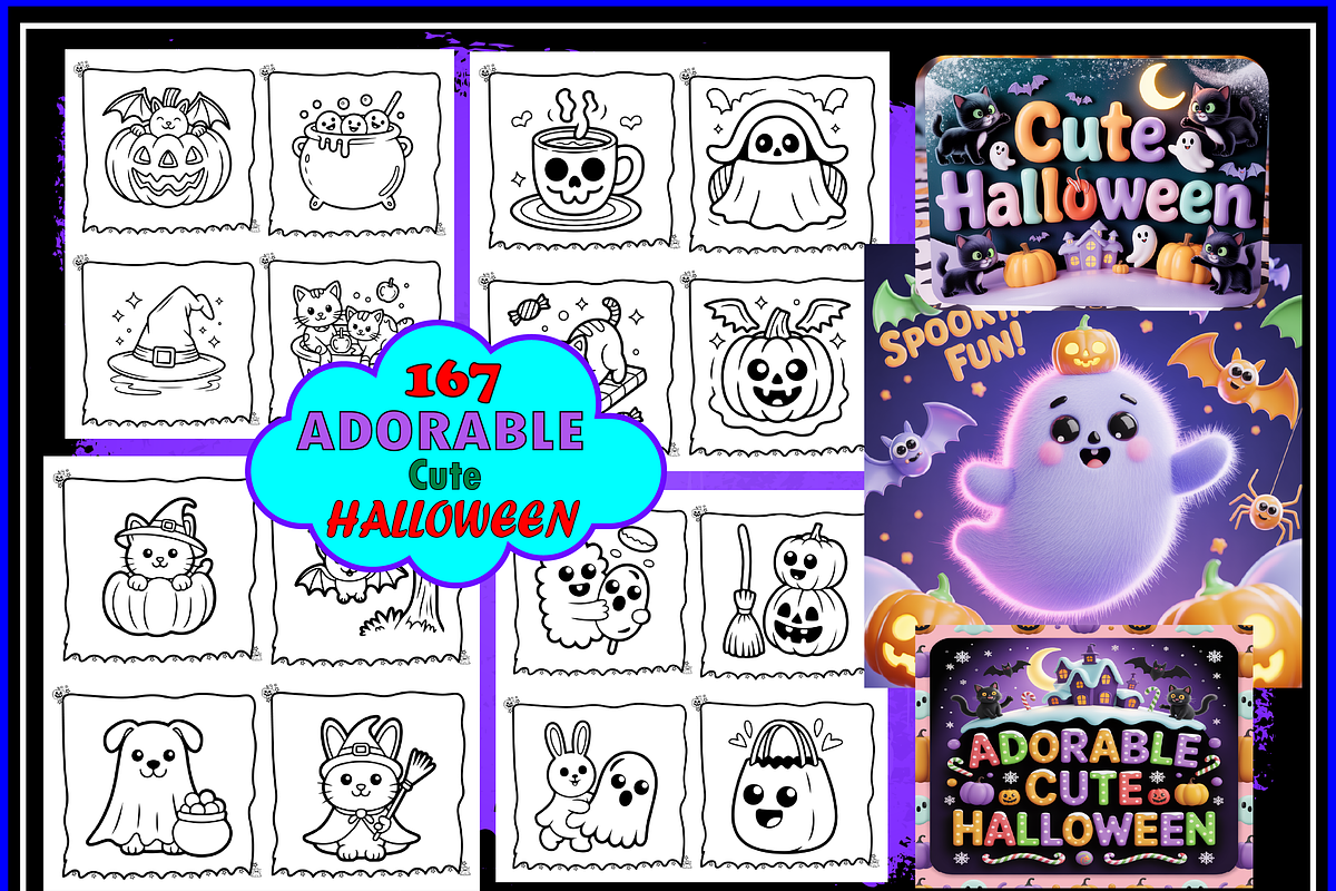 Adorable Cute Halloween Kids Color, an Animal Illustration by Printable Design Store (Photo 1 of 9)
