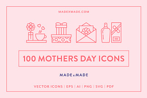 Mothers Day Line Icons, an Outline Icon by Made by Made