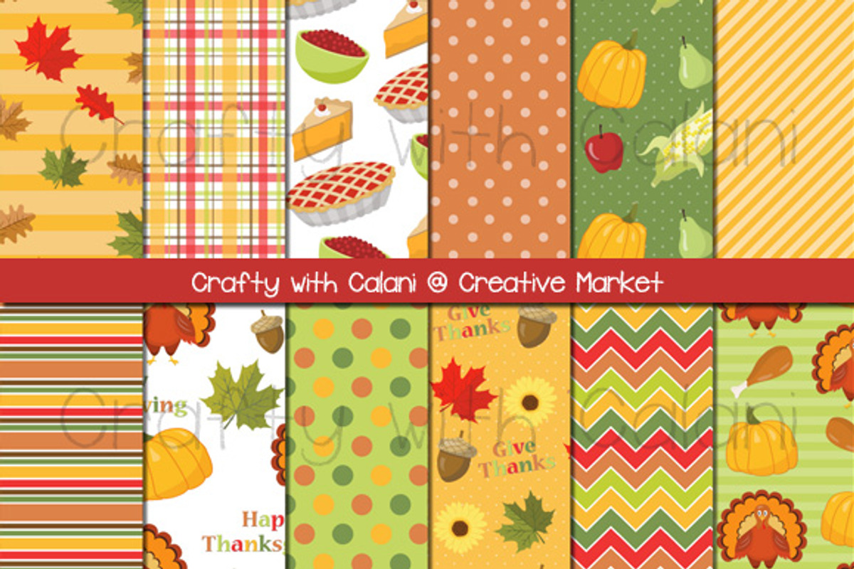 Thanksgiving Digital Paper, a Background Graphic by Crafty with Calani