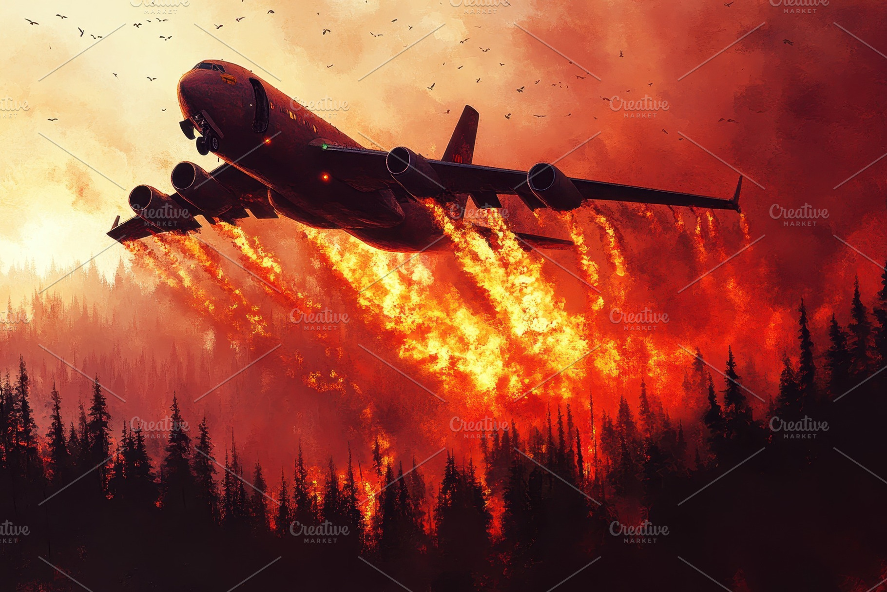 Giant firefighting air tanker plane, a Photo by Pavel_design