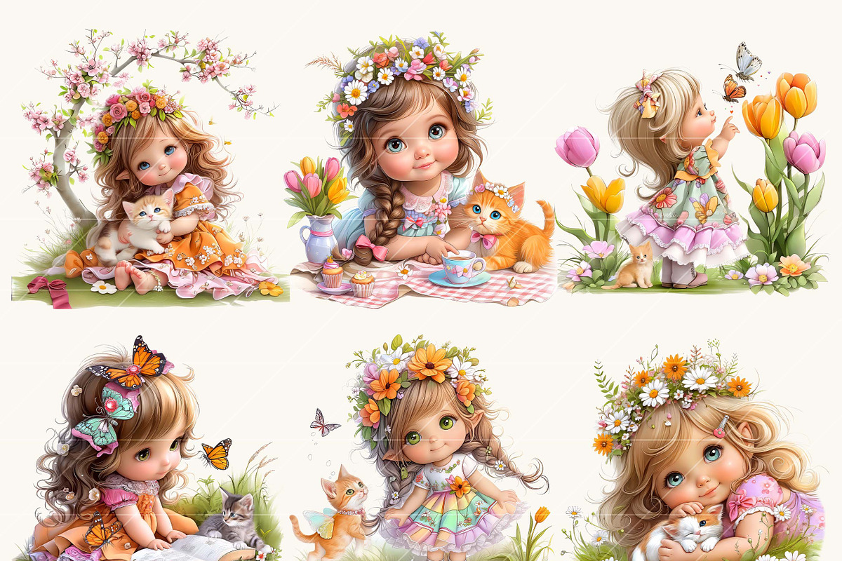 Cute LIttle Girl Gnome and Cat, a Person Illustration by Design Scotch (Photo 3 of 8)