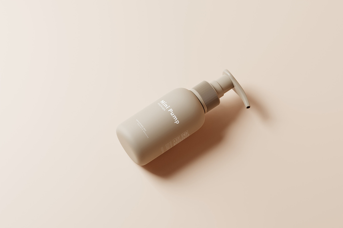 Travel Size Mini Pump Bottle Mockup, a Packaging Mockup by MockupFree.Net (Photo 6 of 8)