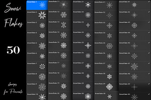 50 Snowflake Stamps For Procreate