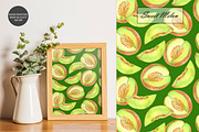 Watercolor Melon Seamless Patterns, a Food Illustration by OlDm_Shop (Thumbnail 7 of 10)
