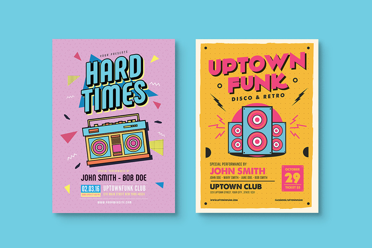 6 Nineties Music Flyers Bundle, a Poster Template by Guuver (Photo 2 of 4)