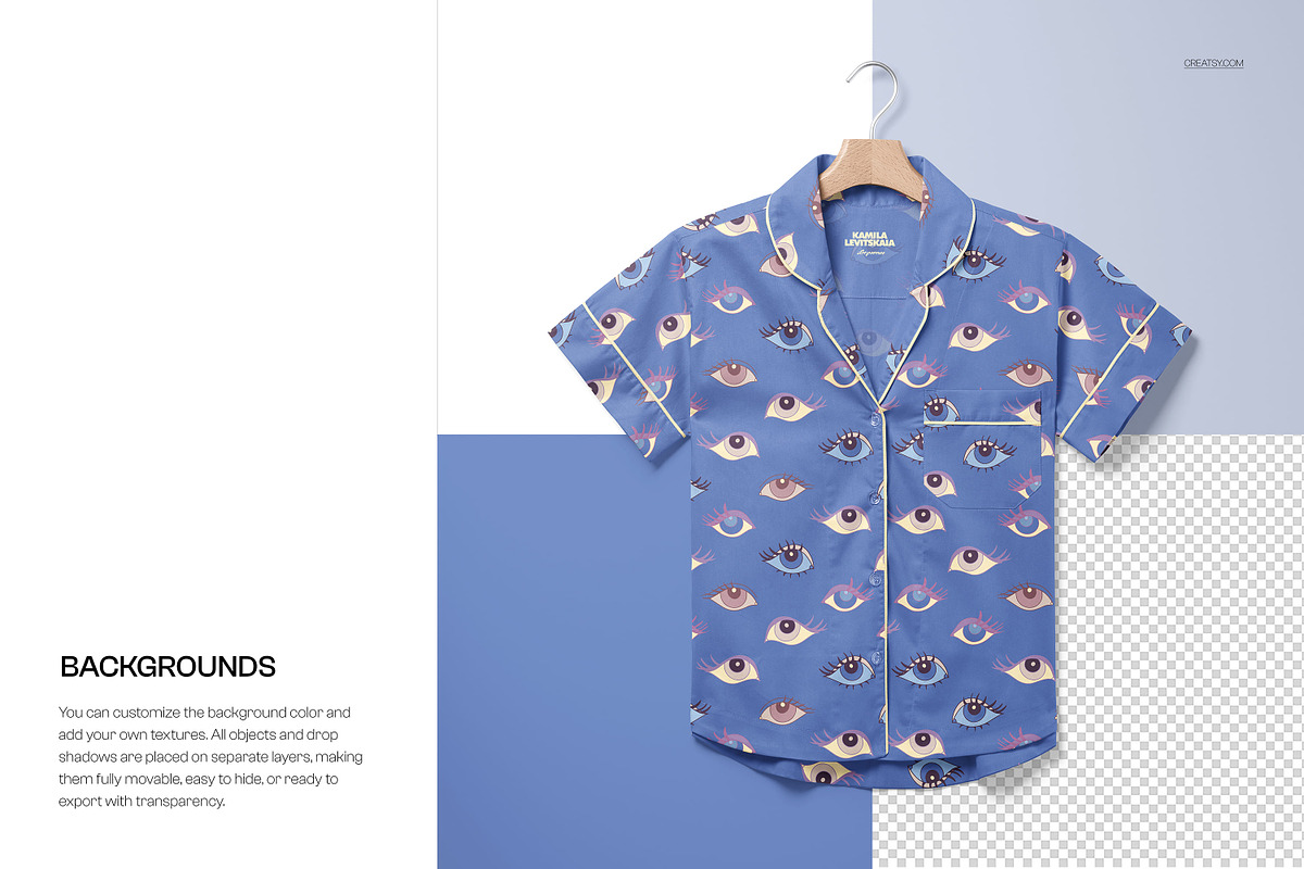 Short-Sleeve Pajama Set Mockup Set, a Bottom Mockup by creatsy5 (Photo 8 of 10)