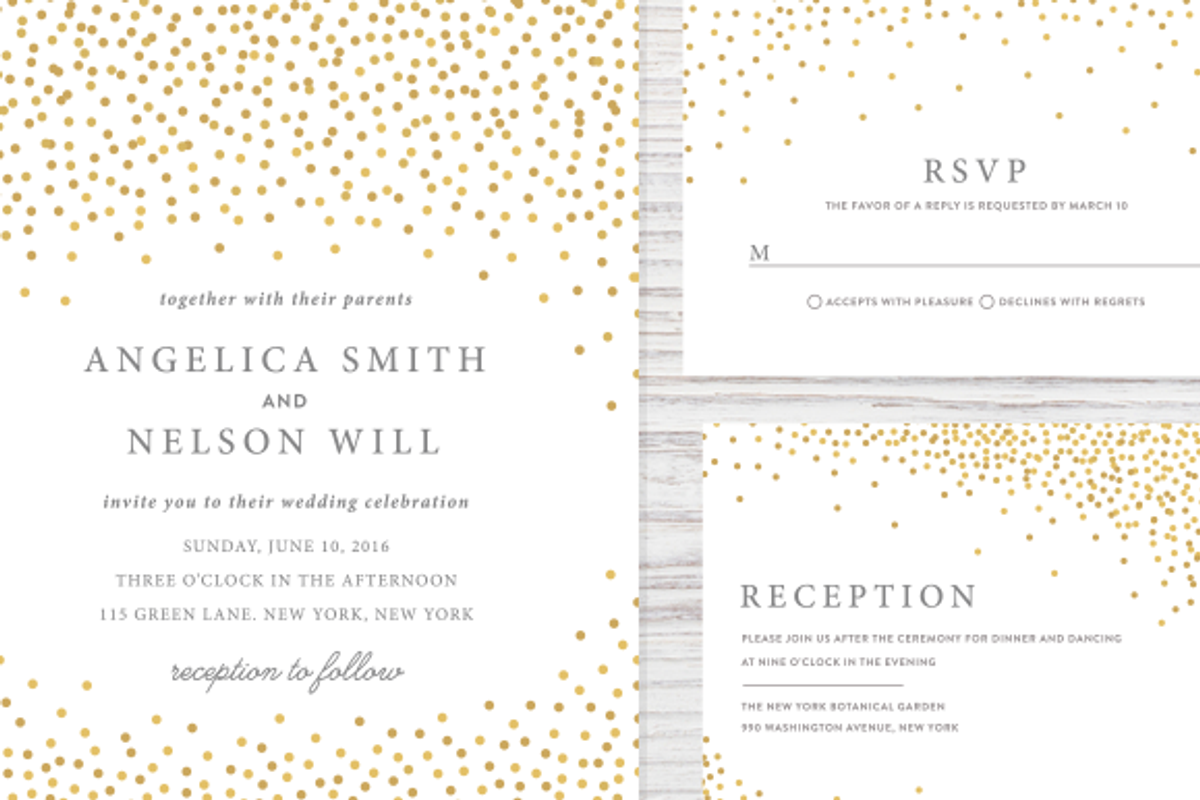Gold Confetti Wedding Invitation Set, an Invitation Template by Pixejoo (Photo 4 of 4)