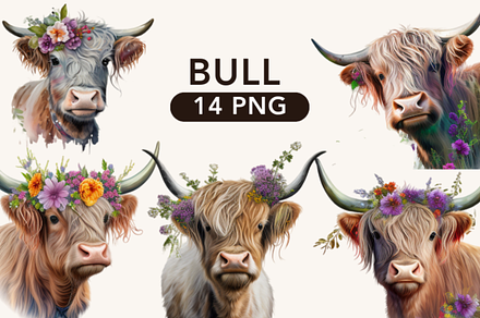Bull Watercolor Clipart