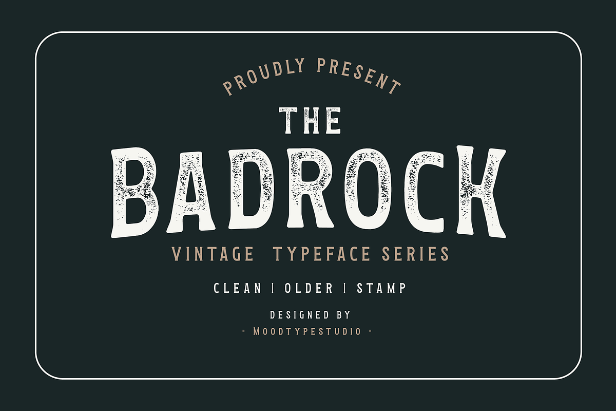 Badrock Vintage Typeface, a Sans Serif Font by Moodtype (Photo 1 of 6)