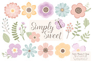 Pastel Flower Clipart & Vectors, an Illustration by Amanda Ilkov (Thumbnail 1 of 4)