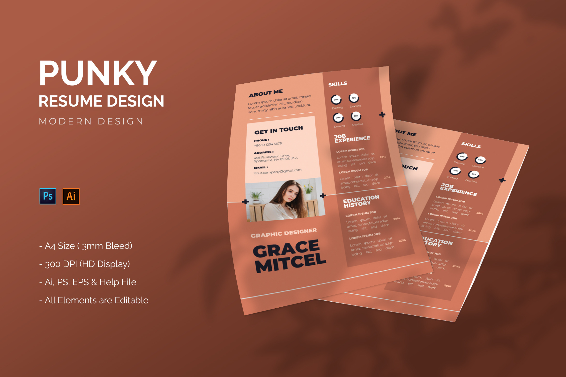 Punky - Resume Template, a Resume Template by StreaksideStd