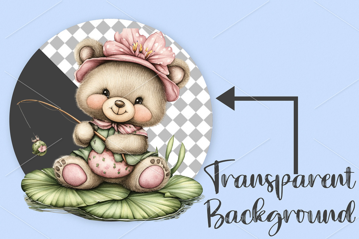 Whimsical Bear Fishing Summer Clipar, a Seasonal Illustration by Canvas Craft (Photo 2 of 7)
