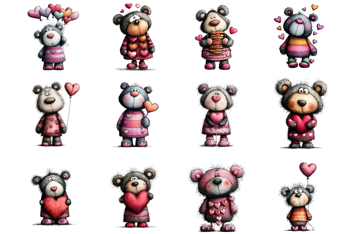 Valentines Teddy Bear Clipart, an Illustration by DreamArtGraphic (Photo 2 of 4)