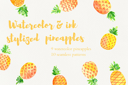 Watercolor pineapples