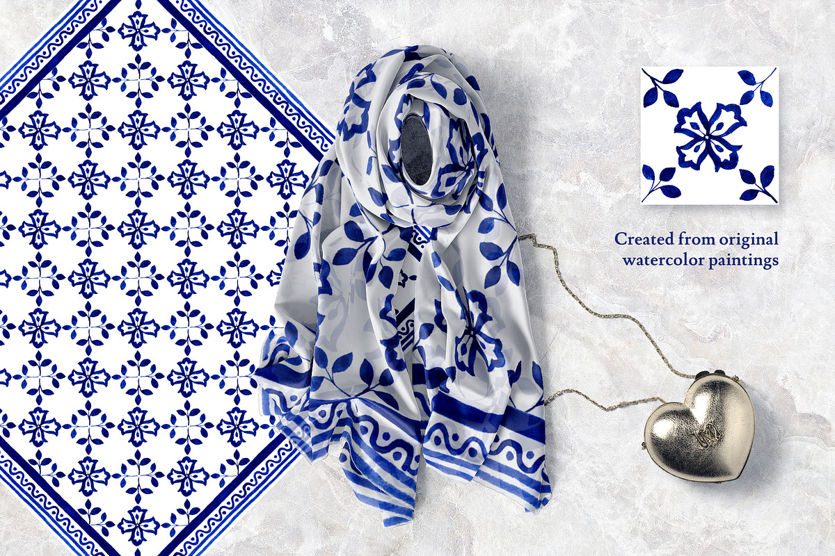 Portuguese Azulejos. Bandanas Set 1, a Decorative Illustration by ilonitta (Photo 8 of 9)