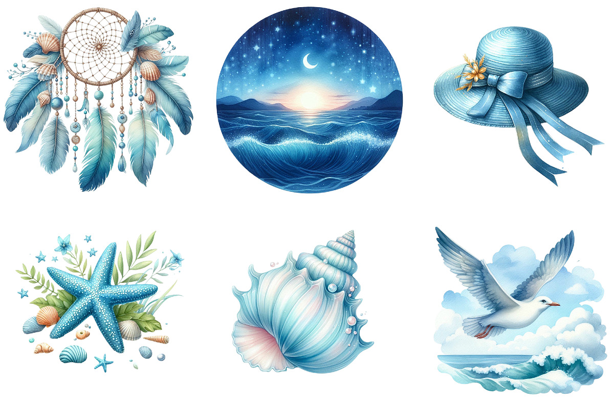Blue Summer Beach Clipart, an Illustration by DreamArtGraphic (Photo 2 of 4)