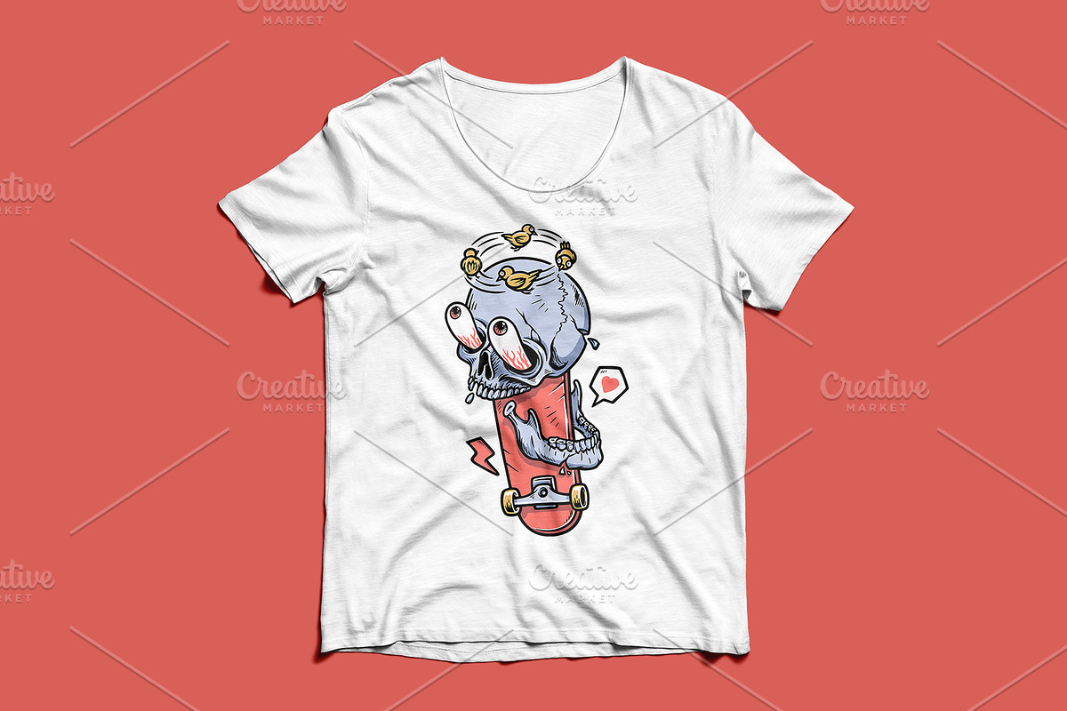 funny skull with skateboard, a Person Illustration by gunaonedesign (Photo 3 of 4)