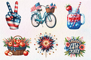 Hello 4th of July Watercolor Clipart, an Illustration by CreationArt (Thumbnail 4 of 5)