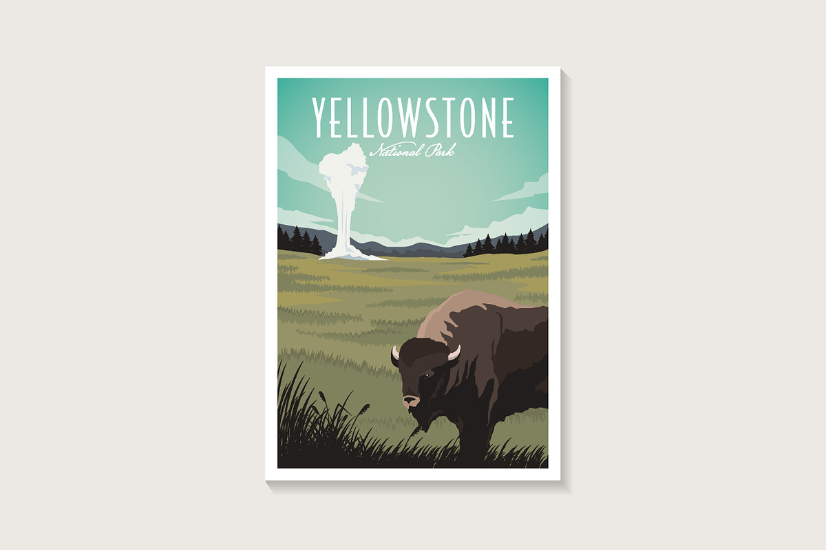 Yellowstone National Park poster, a Decorative Illustration by DOMHOUZE
