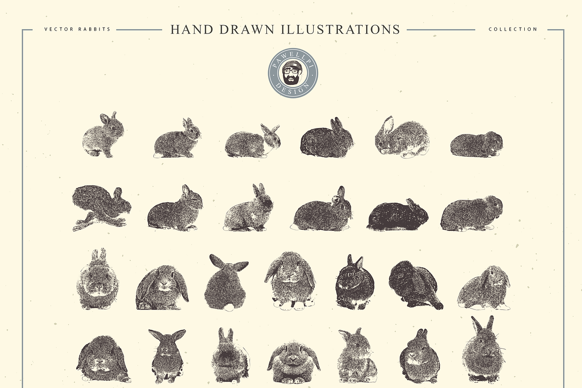 VECTOR RABBITS HAND DRAWN BUNDLE v18, an Animal Illustration by pawellpi (Photo 7 of 7)