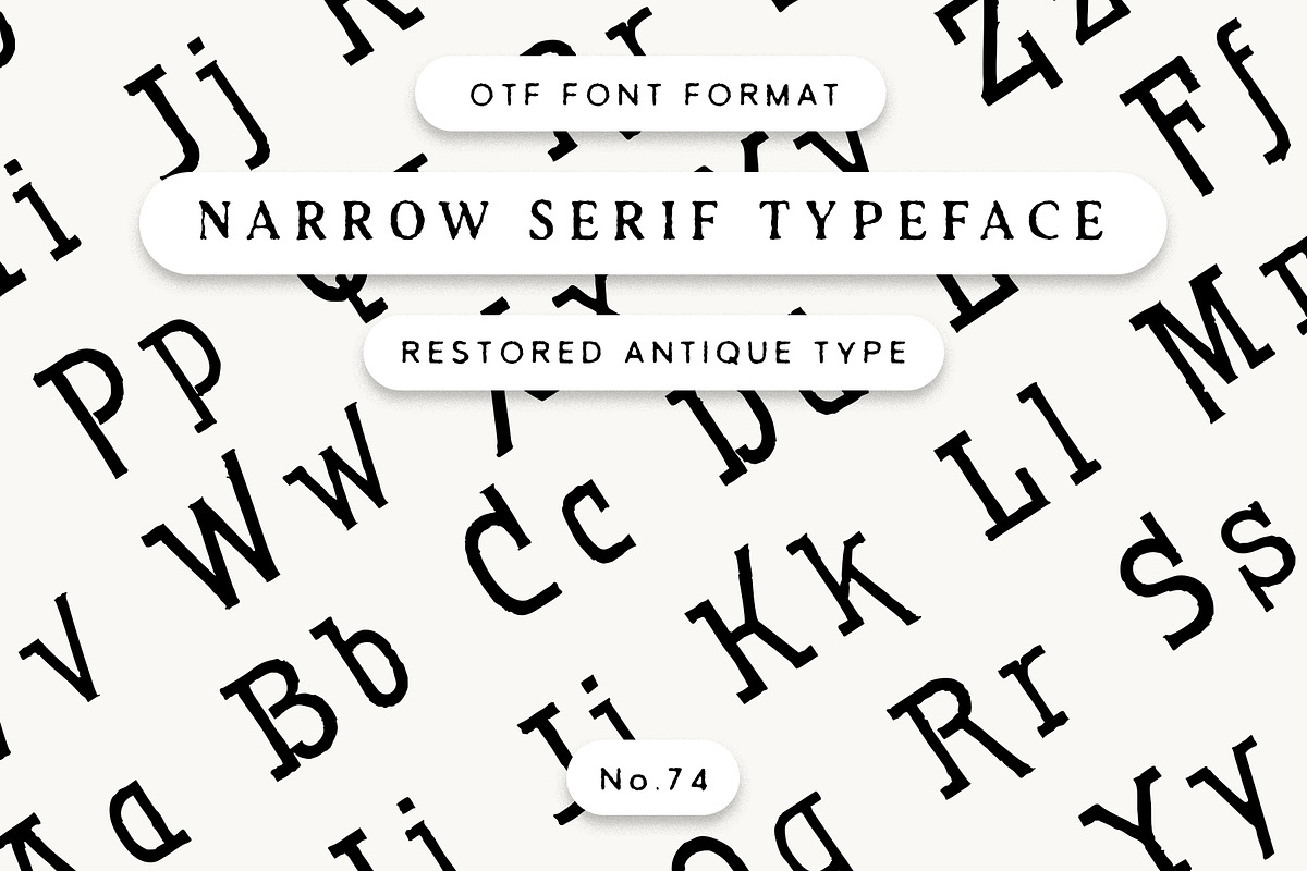 Narrow Antique serif font No.74, a Serif Font by Century Library
