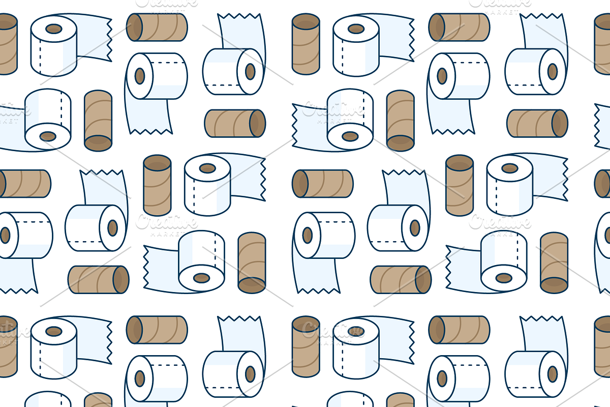 Seamless Toilet Paper Pattern Bundle, a Pattern Graphic by Queen of Infographics (Photo 3 of 6)