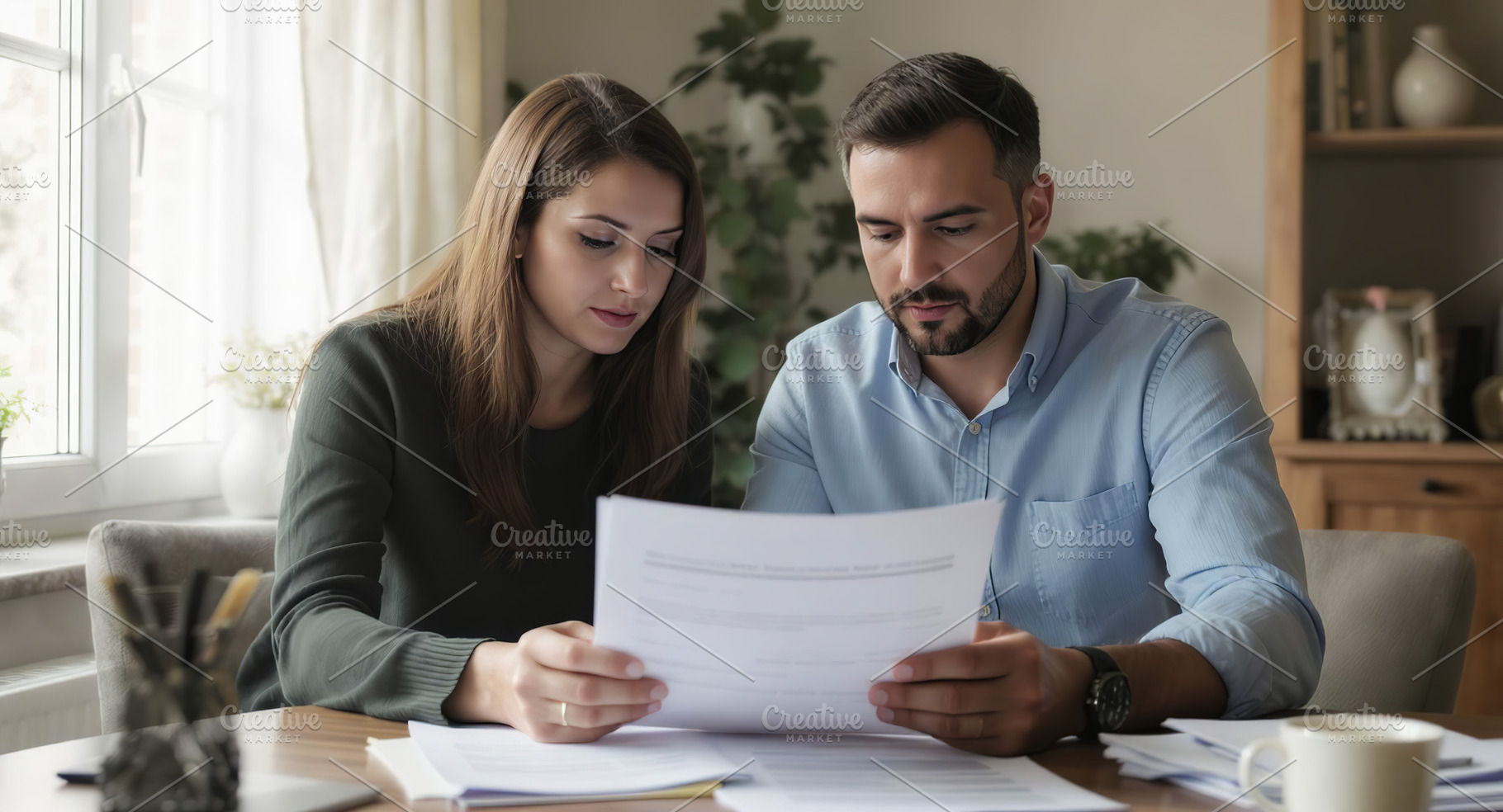 Young couple planning their finances, a Business Photo by Perpis