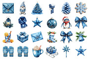 Watercolor Blue Christmas Clipart, an Illustration by SinaCreation (Thumbnail 2 of 5)