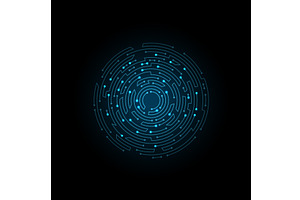 Circuit board circle frame, a Technology Illustration by Things for designers
