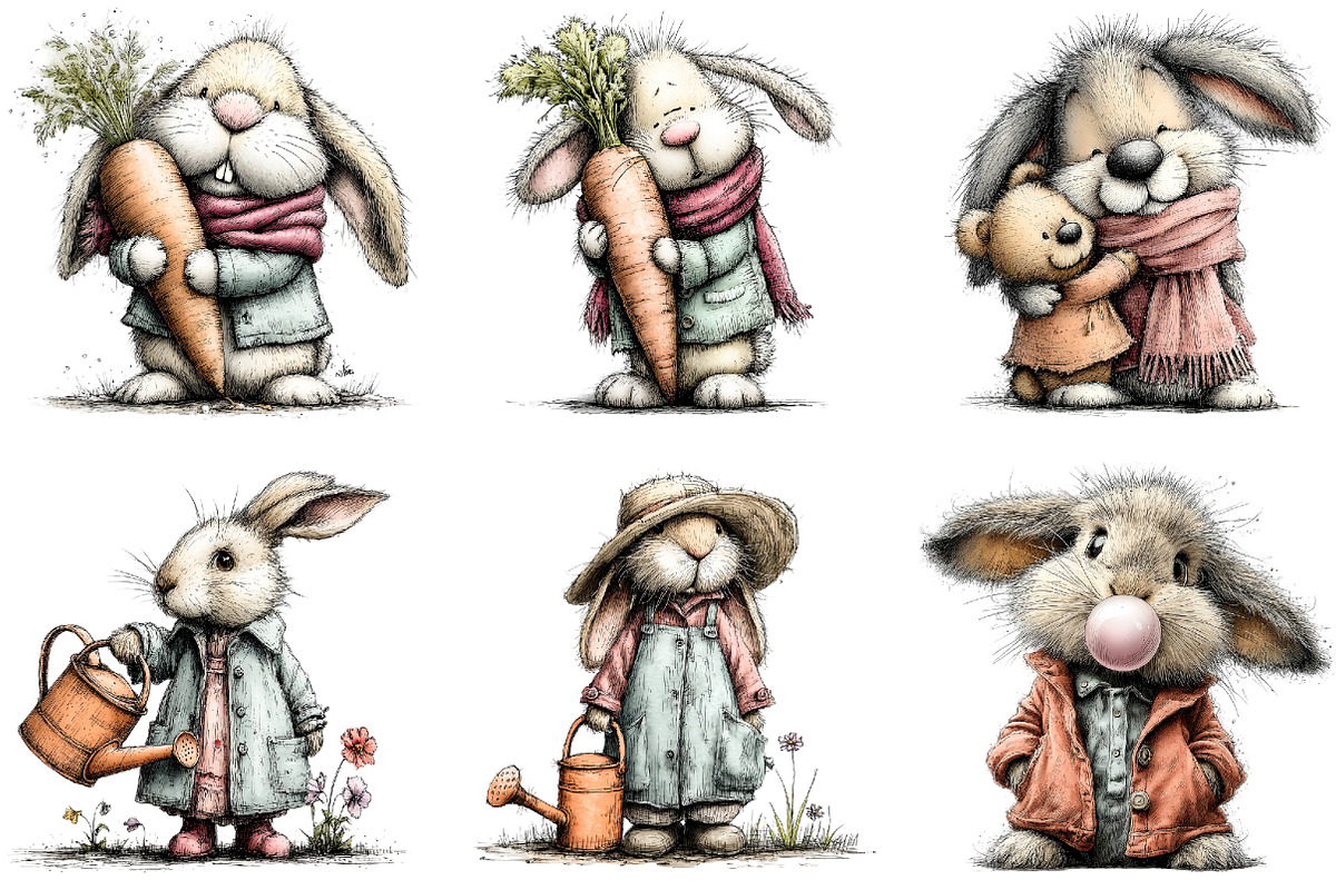 Whimsical Bunny Easter Clipart Bundl, an Illustration by Sublimation Artist (Photo 4 of 7)