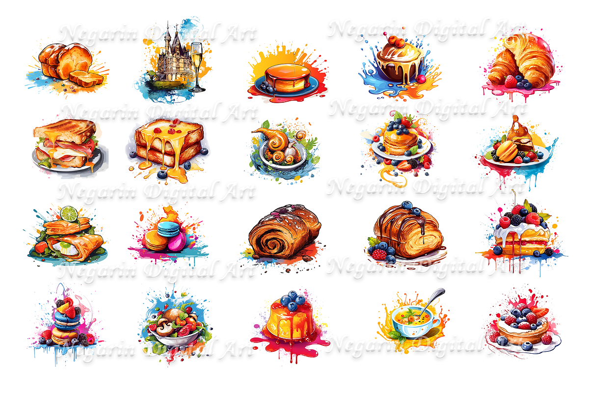 Watercolor French Food Clipart, an Object Graphic by Negarin Digital Art (Photo 3 of 8)