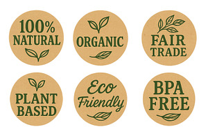 Isolated food label stickers with te, an Illustration by Dvoevnore photos
