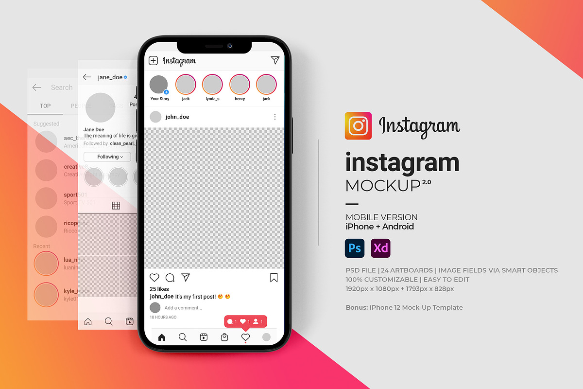 Instagram Mock-Up Template, a Social Media Template by Designer Dude (Photo 1 of 6)