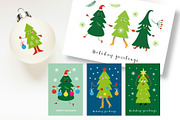Funny Christmas Trees, a Seasonal Illustration by lenlis (Thumbnail 2 of 4)