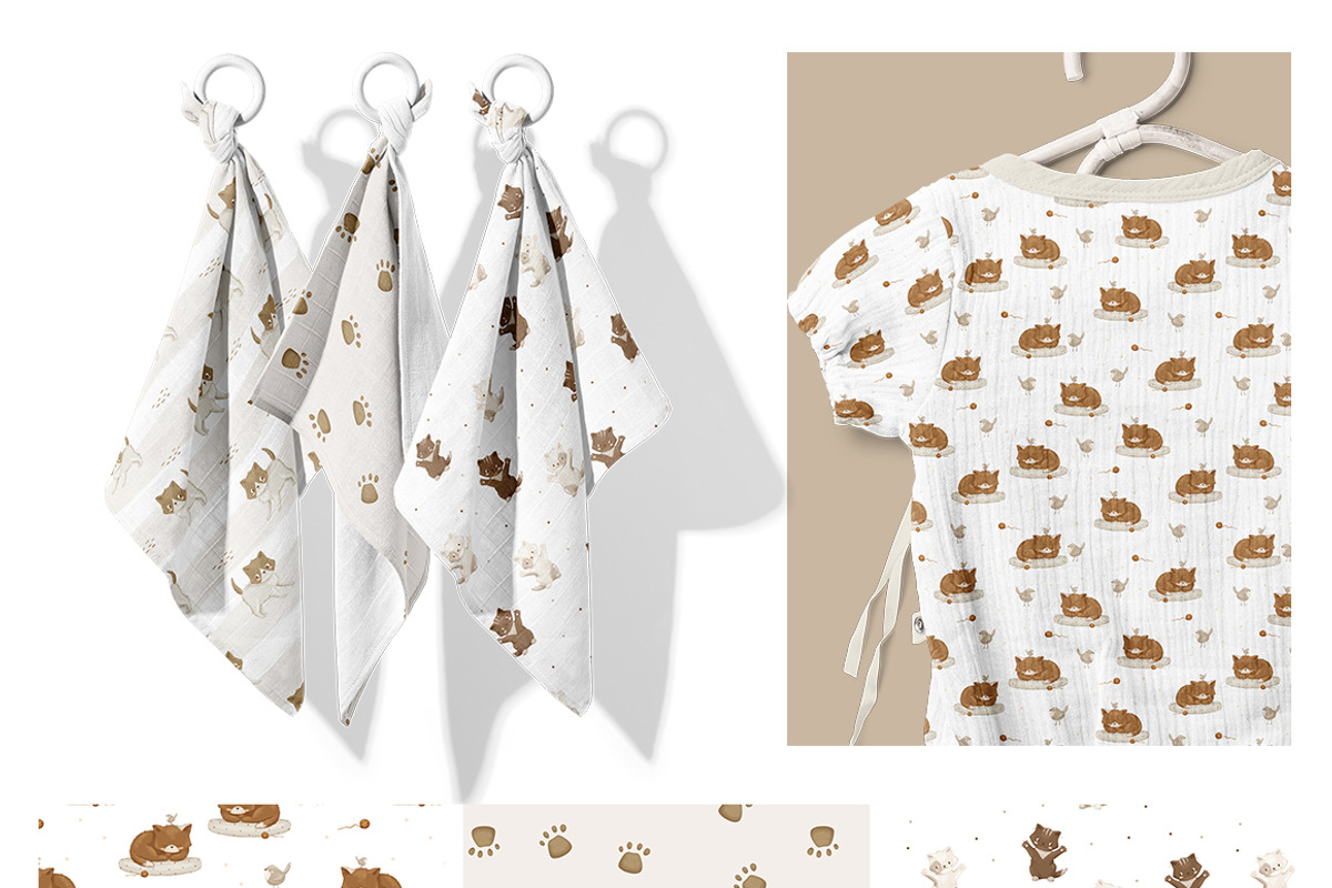 Floral kittens - clipart & patterns, an Animal Illustration by polikarpovaart (Photo 10 of 15)