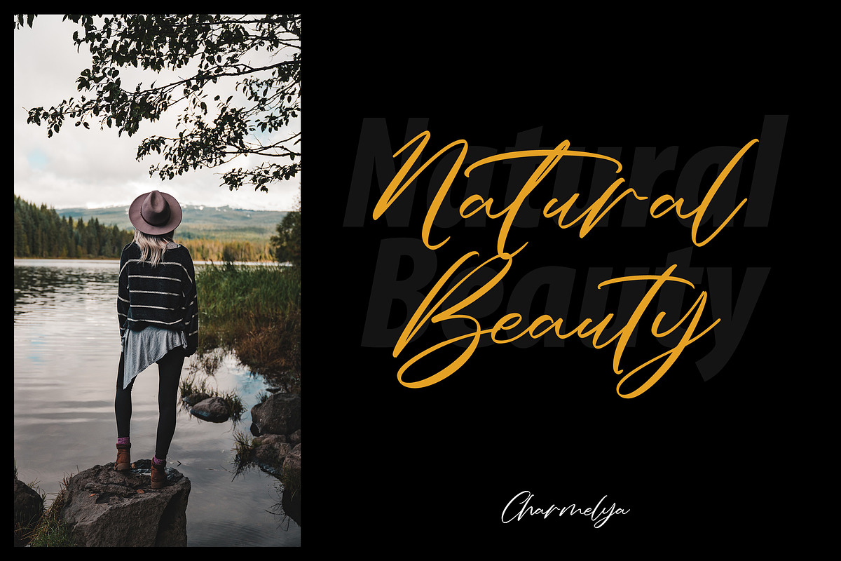 Charmelya – Handwriting script font, a Script Font by Typefactoryco (Photo 2 of 7)