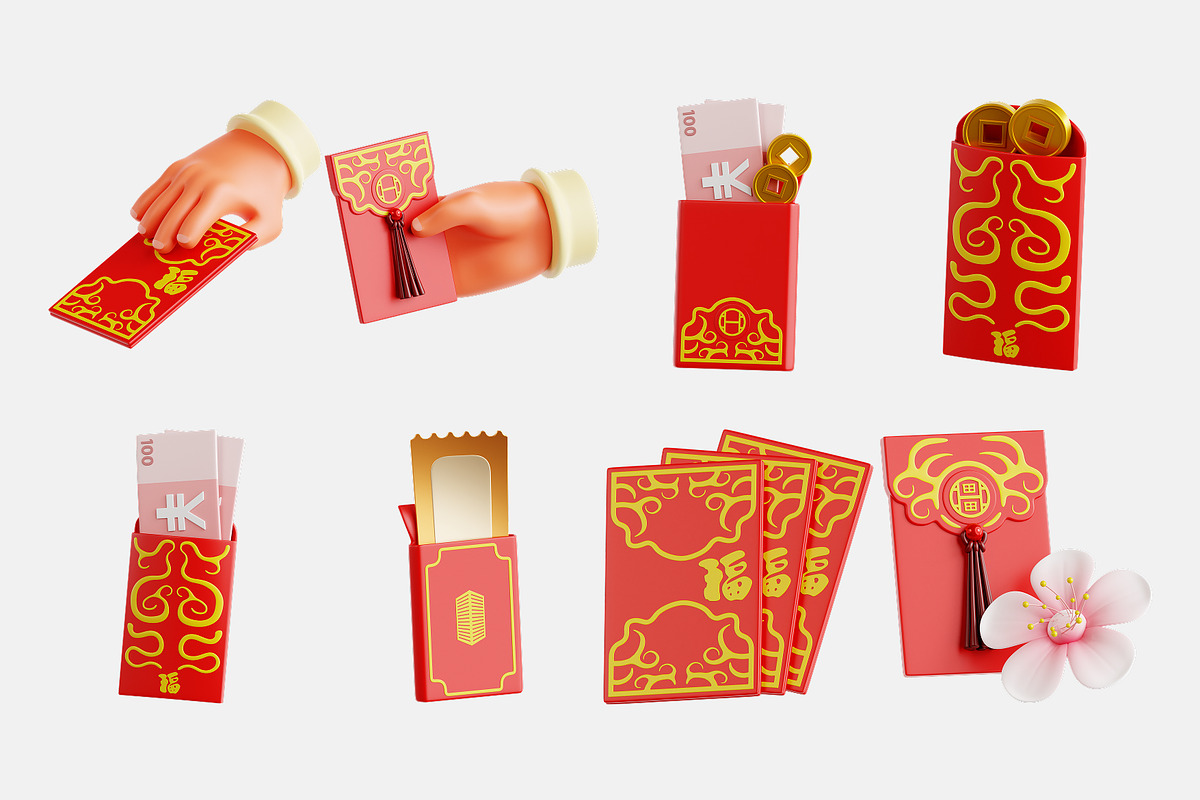 Red Envelope 3D Icon Set, an Object 3D Model by Eklip Studio (Photo 2 of 3)