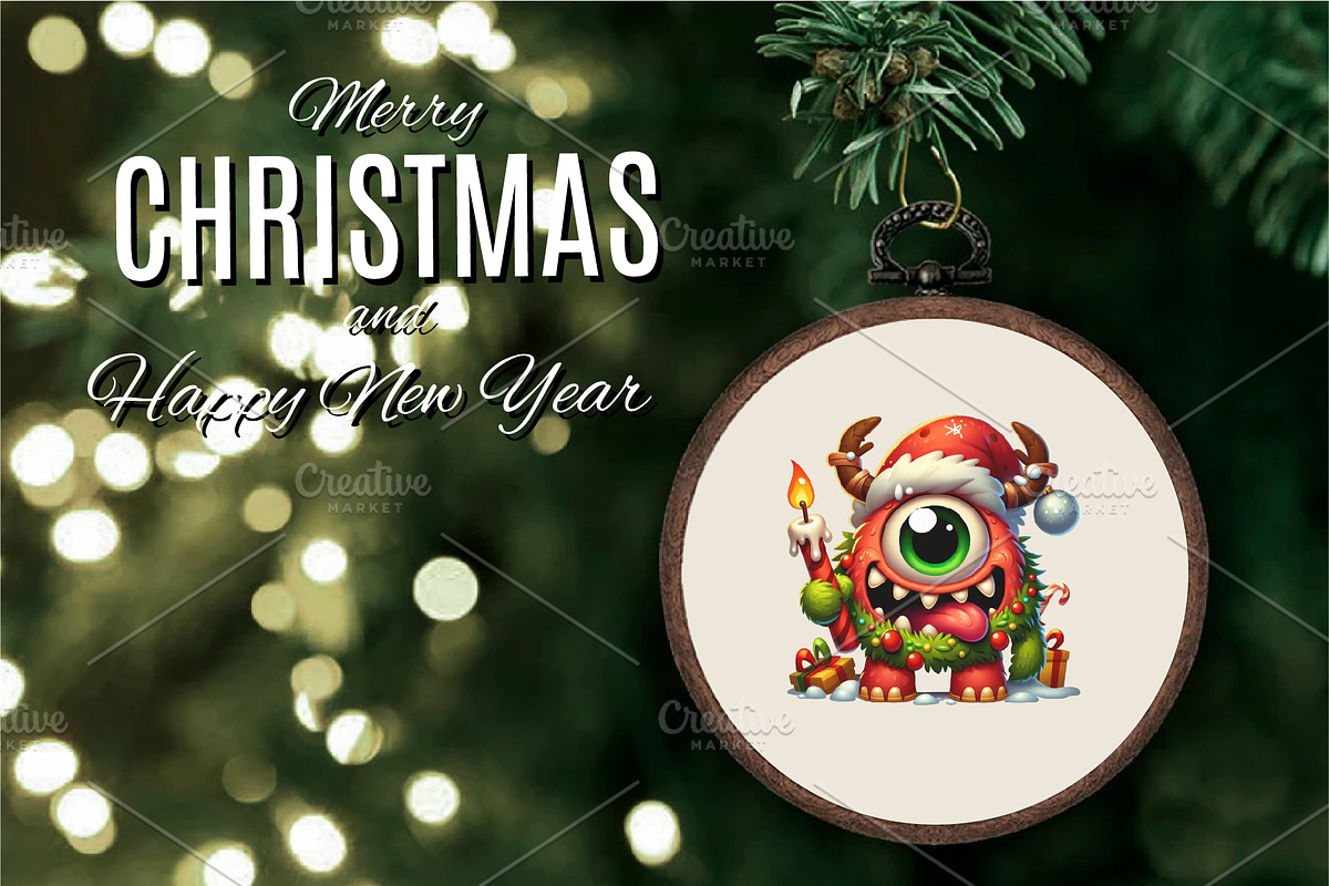 Christmas Monsters. Tshirt, PNG., an Animal Illustration by KENO Mascots (Photo 5 of 8)